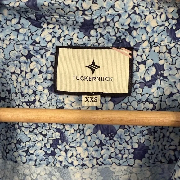 Tuckernuck Hayes Button Front Shirt Dress Blue Hydrangeas XXS